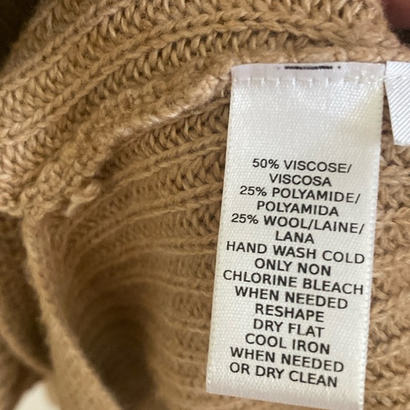 Loft V Neck Tunic Length Tan Sweater - Picture 4 of 5